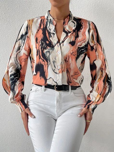 Formal Blouses For Women Chic, Chiffon Shirt Outfit, Shirt And Trousers Women, Formal Shirts Women, Rosa Coral, Stylish Work Attire, Trendy Fall Outfits, Shirts Design, Modest Fashion Outfits