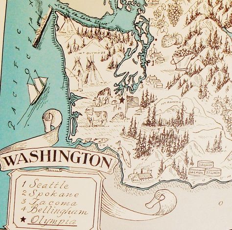 Western Washington State Washington State Map, Washington State History, Washington Map, Wa State, Evergreen State, Western Washington, Map Globe, Olympic Peninsula, Art Carte