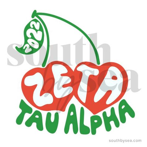 At South By Sea you can create custom designed Greek apparel for you sorority. Zeta Tau Alpha, Sorority Designs, Zeta, Cherries, Hearts, Fruit. Let us help you create the best sorority merch! #SororityShirts Zeta Tau Alpha Shirts, Sorority Tshirt Designs, Greek Letter Shirts, Cherry Shirt, Recruitment Ideas, Sorority Recruitment Outfits, Sorority Shirt Designs, Sorority Merch, Sorority Letters