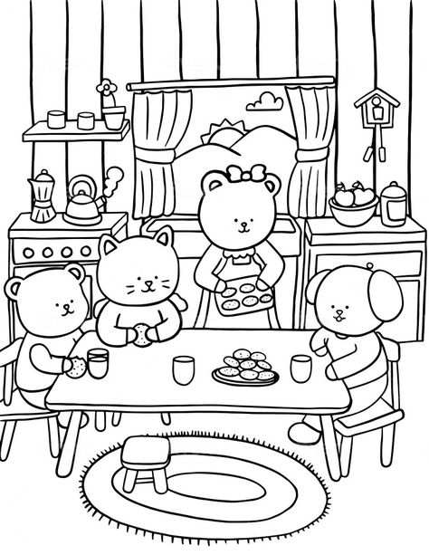 Draw custom kawaii doodle and coloring pages that are unique by Mylittledigital | Fiverr Little Corner Coloring Book, Cozy Drawing, Coco Wyo Coloring, Cozy Coloring Pages, Cozy Drawings, Coco Wyo, Kawaii Doodle, Kittens Coloring, Cozy Cartoon