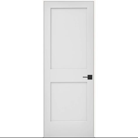 EVELIN(TM) DIY Designer Door Kits make it easy to buy and install beautiful, designer-curated interior doors yourself. The EVELIN(TM) 2-Panel Shaker Door is ideal for homeowners who want to bring classic glamour to a more traditional-style home. Its clean vertical lines draw the eyes upward, creating the illusion of greater height in your space. And the simplicity of the door's design will complement a variety of interior decors. JELD-WEN 32-in x 80-in Solid Core 2-panel Square Left Hand Smooth Primed Mdf Flat Jamb Single Prehung Interior Door in White | LOWOLJW249800042 2 Panel Shaker Door, 2 Panel Shaker Interior Door, 3 Panel Interior Door, Shaker Interior Doors, Interior Door Hardware, Prehung Interior Doors, Classic Glamour, Traditional Style Homes, Door Design Interior