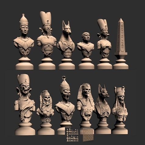 Egyptian Chess Set, 3d Printed Chess Board, 3d Printed Chess Pieces, Fancy Chess Set, Chess Board Design, Chess Match, Themed Chess Sets, Chess Design, 3d Chess