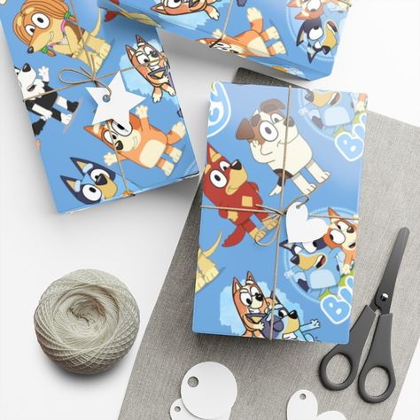 Bluey Birthday Wrapping Paper, Rapping Paper, Bluey Birthday, Wrapping Paper Rolls, Birthday Wrapping Paper, Blank Paper, Blue Birthday, Paper Rolls, Birthday Decor