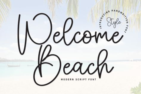 Welcome Beach is_a_flowing_handwritten_font_that_marries_grace_with_expressiveness__Each_meticulously_crafted_character_exudes_an_artful_elegance,_capturing_the_essence_of_traditional_calligraphy___ Beachy Fonts, Beach Fonts, Handwriting Samples, Best Script Fonts, Free Script Fonts, Website Logo, Online Fonts, Upper And Lowercase Letters, Font Generator