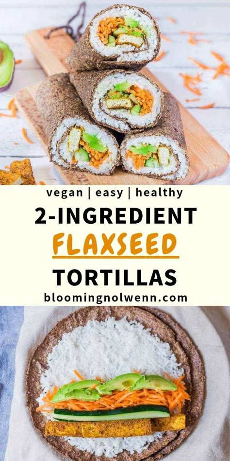 2 Ingredient Flaxseed Tortillas | Vegan, Gluten-Free Flaxseed Tortillas, Easy Tortilla Recipe, Vegan Tortilla, Healthy Nutrition Plan, Pan Sin Gluten, Homemade Tortillas, Sandwiches For Lunch, Eating Organic, 2 Ingredient