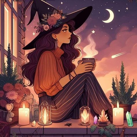 Red Headed Witch Art, Autumn Witch Art, W.i.t.c.h Fanart, Autumn Witch, Witch Coven, Witch Tattoo, Gothic Wallpaper, Moon Witch, Witchy Wallpaper