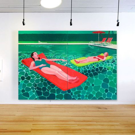 Patrick Puckett on Instagram: “The Pool (diptych), 84 x 120”, oil on canvas, 2021 | available through @commercegallery | Show opening Nov. 5th #patrickpuckett…” Patrick Puckett, Diptych Painting, Swan Painting, The Pool, Oil On Canvas, Pop Art, Texas, Paintings, Pool