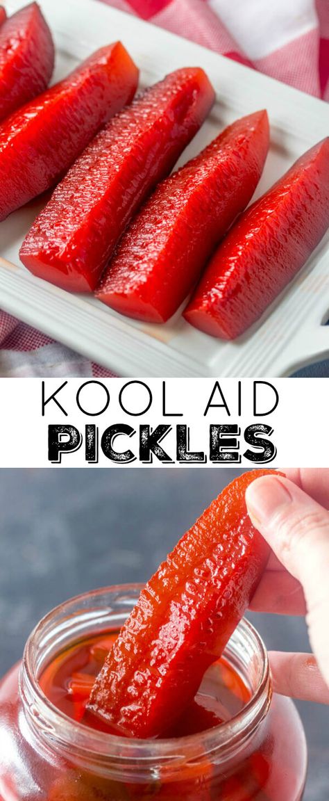 Kool Aid Pickles, Pickles Recipe, Homemade Pickles, Pickled Vegetables, Pickling Recipes, Sweet And Sour, Kool Aid, Canning Recipes, Appetizer Snacks