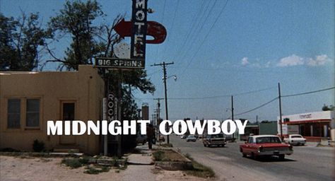 Midnight Cowboy (1969) Jon Voight, John Barry, Midnight Cowboy, Dustin Hoffman, Title Sequence, Movie Director, Title Design, Title Card, Movie Titles