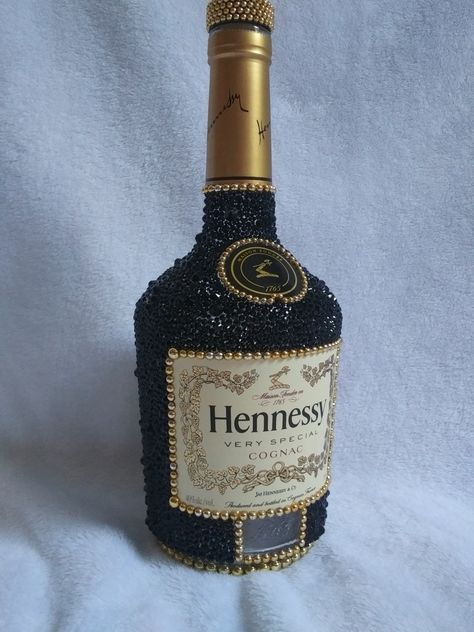 If interested, email me at kustomkreationsbyliv@gmail.com These are made to order and only take me a week. Free shipping, Priority Mail. Decorated Henny Bottles, Glittered Bottles Alcohol, Decorated Liquor Bottles For Him, Hennessy Bottle Decor Diy, Decorated Hennessy Bottle, Henny Bottle, Glitter Bottle Diy, Bottle Decoration Ideas, Alcohol Bottle Decorations