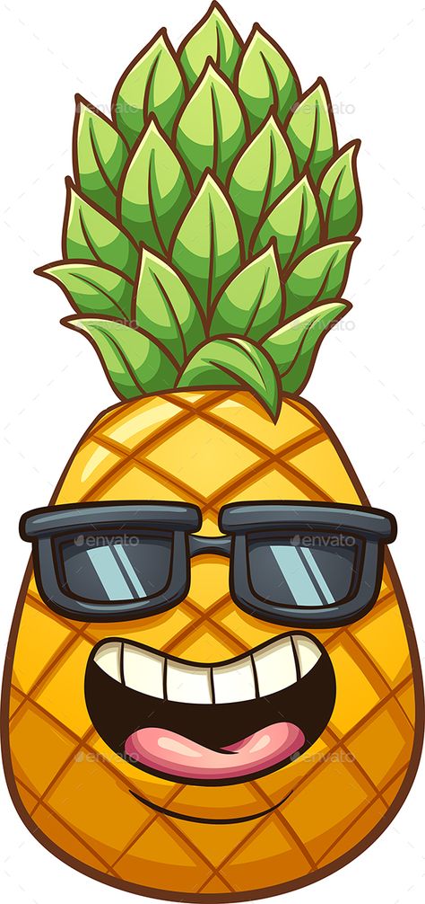 Happy cartoon pineapple. Vector clip art illustration with simple gradients. Some elements on separate layers. EPS10 and PSD files included. Pineapple Drawing, Cartoon Pineapple, Deco Surf, Pineapple Illustration, Pineapple Vector, Pineapple Tattoo, Pineapple Graphic, Pineapple Wallpaper, Folk Art Flowers