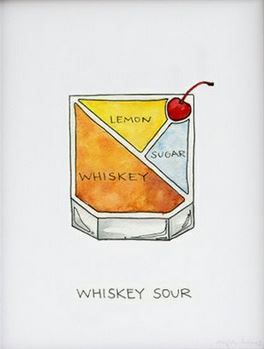 Whiskey Sour Whiskey Sour Tattoo, Whiskey Sour Drawing, Dark N Stormy Cocktail, Cocktail Cards, Cocktail Illustration, Book Bar, Dark N Stormy, Cocktail Book, Whiskey Sour