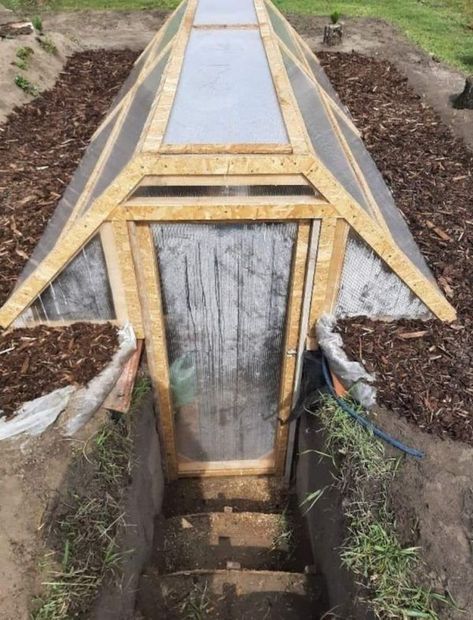 Arizona homesteaders | Simple Walpini. | Facebook Underground Greenhouse, Diy Recycled Projects, Outdoor Greenhouse, Backyard Beach, Rock Garden Landscaping, Diy Garden Furniture, Garden Greenhouse, Front House Landscaping, Creative Gardening