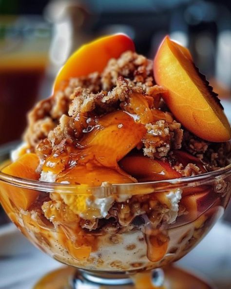 🍑 Southern Peach Cobbler Delight 🍯✨ There's nothing quite like a warm bowl of Southern Peach Cobbler to satisfy your dessert cravings! Sweet, juicy peaches paired with a buttery, spiced crumble and topped with a rich caramel drizzle – this Peach Cobbler Delight is a classic that never gets old. Perfect for sharing, or keeping all to yourself! 💛 Ingredients: - Peach Filling: - 4-5 fresh peaches, sliced - 1/4 cup granulated sugar - 1 tablespoon lemon juice - 1/2 teaspoon ground cinnamon ... Peach Filling, Dessert Cravings, Southern Peach Cobbler, Sliced Peaches, Caramel Drizzle, Canned Peaches, Peach Cobbler, Baking Dish, Vanilla Ice Cream