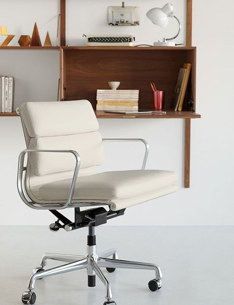 Eames® Soft Pad Management Chair with Pneumatic Lift - Design Within Reach Eames Office Chair, Cheap Office Furniture, White Office Chair, Eames Office, White Office, Ergonomic Office Chair, Small Desk, Home Office Chairs, Task Chair