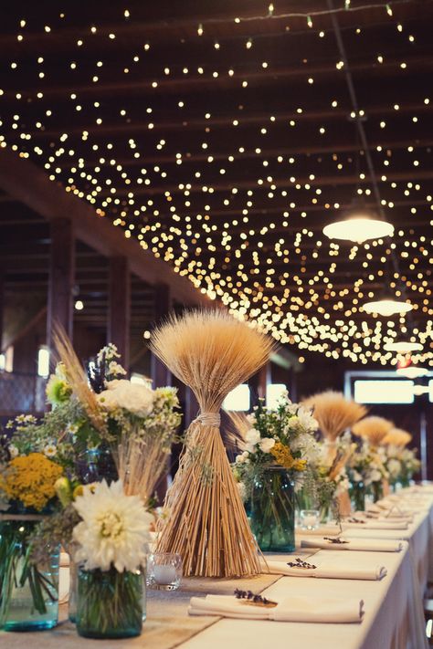 Wheat Arrangements, Wheat Decor, New England In The Fall, England In The Fall, Wheat Centerpieces, Wheat Wedding, Wildflower Centerpieces, Vermont Wedding, Rustic Country Wedding