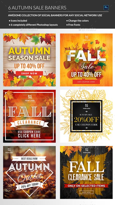 Autumn Sale Banners — Photoshop PSD #fall banner #adroll • Available here → https://graphicriver.net/item/autumn-sale-banners/18103120?ref=pxcr Adwords Banner, Banners Template, Thanksgiving Banner, Fall Banner, Design Layouts, Web Banners, Web Elements, Funny Shirt Sayings, Graphic Inspiration