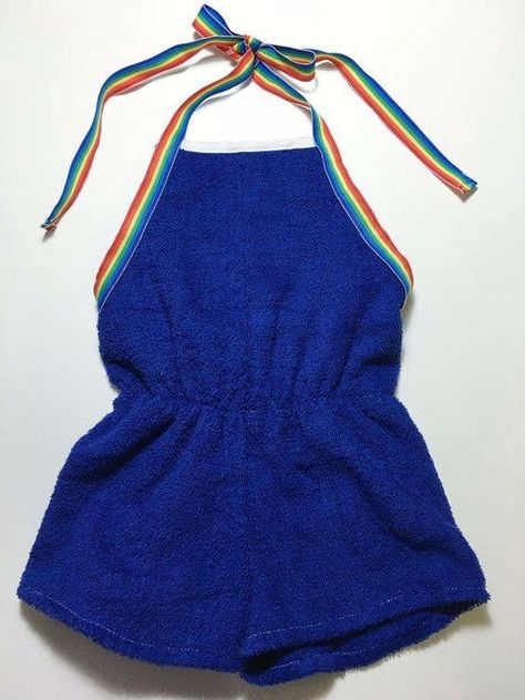 Vintage Terry Cloth, Vintage Bath Towels, Terry Cloth Outfit, 80s Romper, Rainbow Romper, Terry Cloth Romper, Terry Cloth Dress, Terry Romper, 80’s Fashion