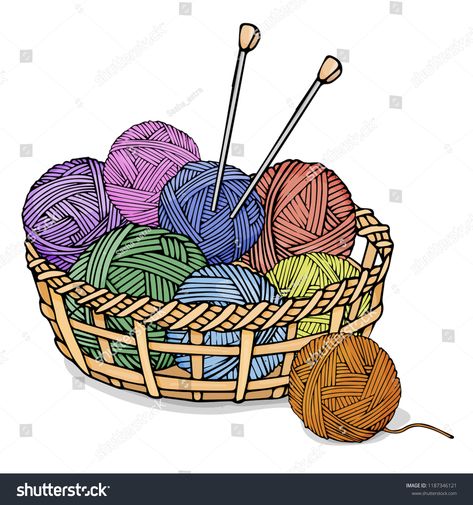 Tangles of different colors with wool for knitting in a wicker basket. Colorful vector illustration in sketch style.knitting#wicker#wool#Tangles Basket Drawing, Colorful Baskets, Crochet Ball, Background Design Vector, Sketch Style, Yarn Bowl, Wicker Basket, Illustration Sketches, Cute Wallpaper Backgrounds