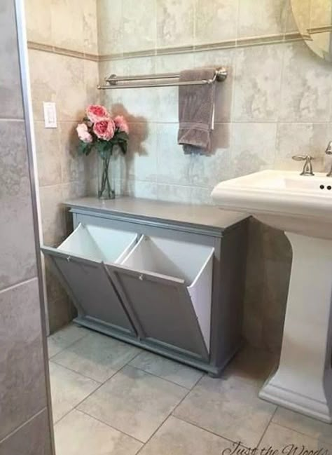 So much nicer than an unsightly clothing hamper. Drømme Bad, Laundry Room Ideas, Bathroom Redo, Bathroom Renos, Laundry Room Design, Laundry In Bathroom, Bathroom Remodel Master, House Bathroom, New Bathroom