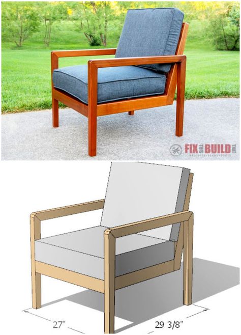 25 Easy DIY Chair Plans To Build A Comfy Chair Diy Occasional Chair, Diy Accent Chair Build, Diy Chairs For Living Room, Diy Living Room Chair, Diy Comfy Chair, How To Build A Chair, Diy Lounge Chair Indoor, How To Make A Chair, Diy Reading Chair