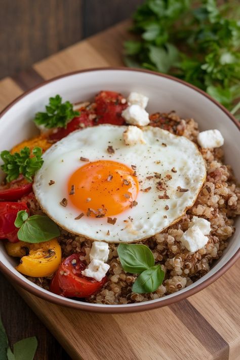 Short on time but craving a fulfilling breakfast? Our Savory Breakfast Bowl with Quinoa and Egg is the ideal solution! Whip it up in just a few minutes, and enjoy a balanced meal that’s both nutritious and delicious. Are you interested in learning the simple steps to make this powerhouse breakfast? Join us for the ultimate guide! Savory Quinoa Breakfast Bowl, Egg Quinoa, Fulfilling Breakfast, Veggie Sushi Rolls, Savory Quinoa, Quinoa Egg, Tomato Breakfast, Veggie Sushi, A Balanced Meal