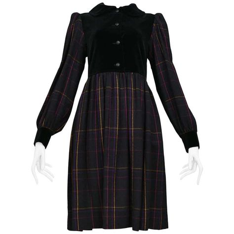 0731460a8a5ce1626210cbf4385ae0efdesc52312486ri August Fashion, Desired Wardrobe, Wednesday Adams, Academia Outfits, Vintage Yves Saint Laurent, Dress Velvet, Vestidos Vintage, Clothing Inspiration, Wool Dress