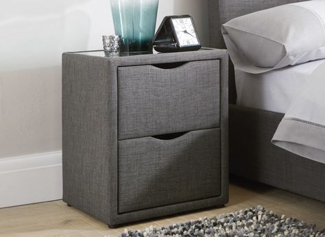 Wilson 2 Drawer Bedside Chest | Dreams Dark Gray Bed, Leather Bedside Table, Bedside Table Ideas, Bedside Table Grey, Gray Bed, Box Bed Design, Grey Bed Frame, Grey Bed, Chest Furniture