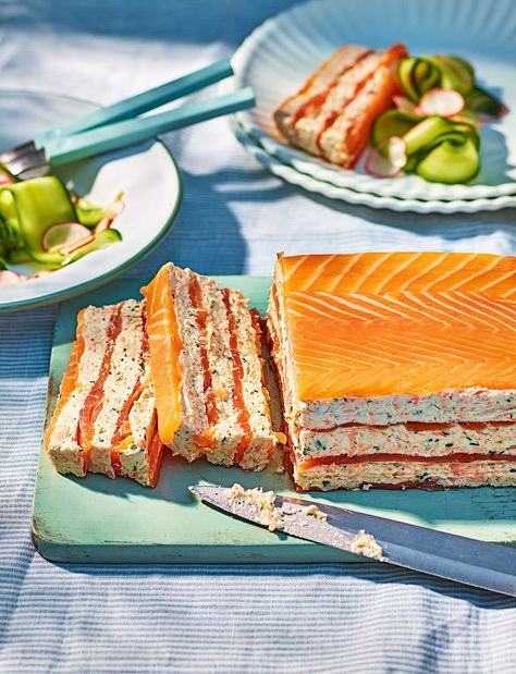 Find 1000s of triple-tested recipes, expert cooking advice from your favourite celebrity chefs and the latest food trends Fish Terrine Recipe, Salmon Terrine Recipes, Cucumber And Radish Salad, Radish Salad Recipe, Cucumber Radish Salad, Salmon Terrine, Salmon Dill, Terrine Recipe, Flaked Salmon