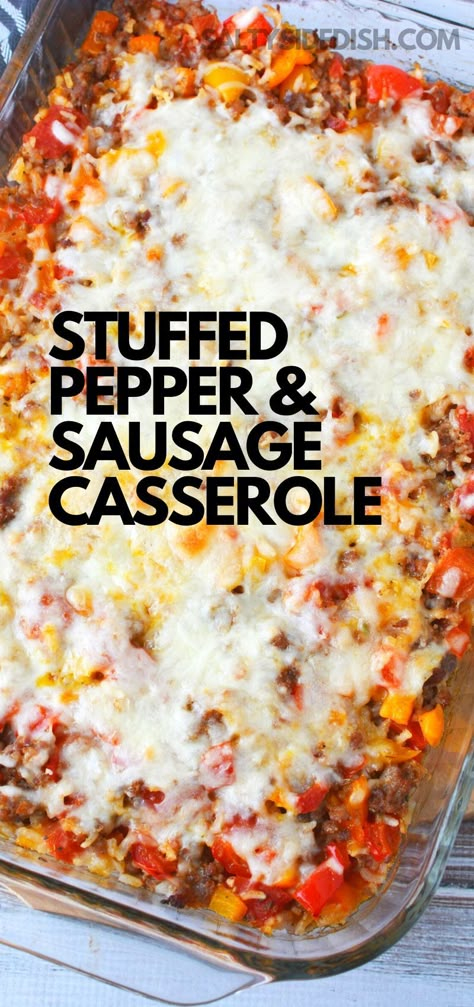 Stuffed Green Pepper Casserole Crockpot, Sausage Peppers Rice Casserole, Easy Bell Pepper Casserole, Bell Peppers And Sausage, Sweet Italian Sausage Casserole, Hot Sausage And Peppers Recipes, Stuff Peppers With Sausage, Recipes Using Bell Peppers Dinners, What To Cook With Bell Peppers