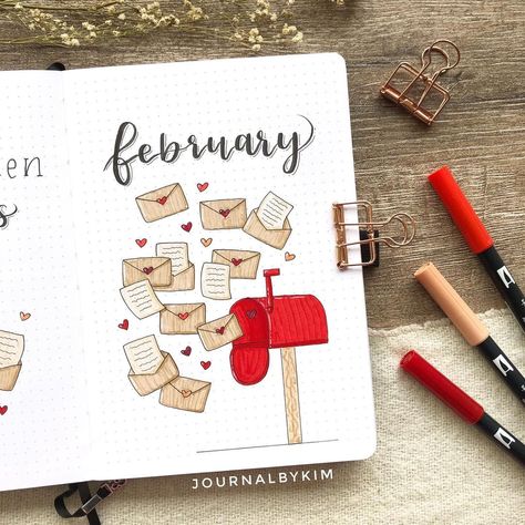 Letters To Friends, February Bullet Journal, Hello February, Bullet Journal 2019, Bullet Journal Ideas Templates, Bullet Journal Quotes, Bullet Journal Cover Page, Bullet Journal Paper, Diy Journal Books