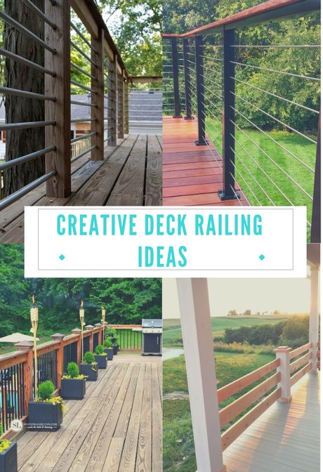 16 Creative Deck Railing Ideas to Transform Your Deck - Paperblog Railing Styles, Floating Decks, Deck Railing Diy, Outdoor Deck Design, Wood Deck Railing, Metal Deck Railing, Deck Diy, Deck Design Ideas, Build A Deck