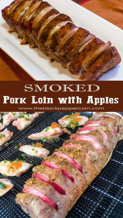 Pork Loin Smoker Recipes, Pork Loin With Apples, Smoked Pork Loin Recipes, Smoked Pork Recipes, Smoker Recipes Electric, Pellet Smoker Recipes, Smoked Pork Loin, Charcoal Smoker, Pork Loin Recipes