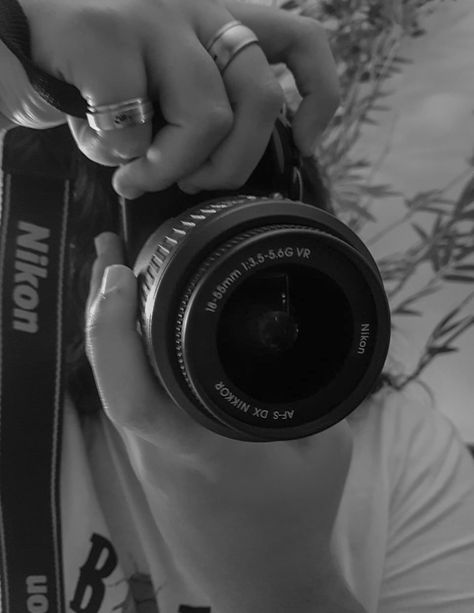 a perfect aesthetic of what my life is, me and my camera a nikon d3200, black and white Black And White Camera Aesthetic, Black Camera Aesthetic, Nikon Camera Aesthetic, Vlog Camera, Vision Bored, White Camera, Perfect Aesthetic, Camera Aesthetic, Nikon D3200