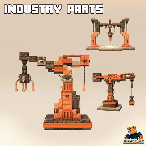 Minecraft Industrial Decoration, Minecraft Industry Building, Minecraft Mechanical Builds, Minecraft Factory Steampunk, Minecraft Industrial Factory, Steampunk Minecraft Builds Easy, Minecraft Scaffolding Ideas, Minecraft Steampunk House Ideas, Minecraft Building Ideas Industrial