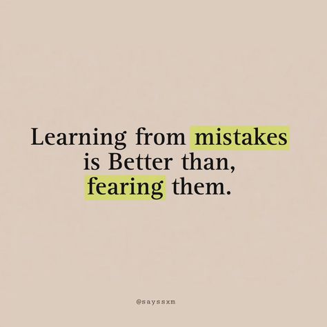 Learning from mistakes is better than fearing them.💫 . . By @sayssxm . . . Ignore Tags, #quotes #morningmotivation #morningquotes #inspiration #lines #explore #fyp #inspiringquotes #inspirationalquotes Mistakes Dont Define You Quotes, Mistakes Quotes Learning From, Learn From Mistakes Quotes, Learning From Your Mistakes Quotes, Quotes About Making Mistakes, Mistakes Quotes, Quotes To Keep Going, Mistake Quotes, Confidence Is Key