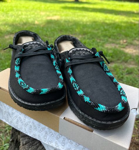 Beaded Hey Dude Shoes, Leggings And Hey Dudes Outfit, Beaded Dudes, Beaded Hey Dudes, Hay Dudes, Beaded Clothes, Custom Hey Dudes, Western Fashion Jewelry, Beads Clothes