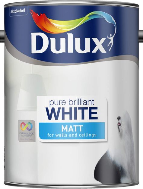 Dulux Matt Emulsion Paint For Walls And Ceilings - Pure Brilliant White 5L: Amazon.co.uk: DIY & Tools Dulux Brilliant White, Bathroom Ceiling Paint, Paint For Walls, Ceiling Paint, Dulux Paint, Stylish Outdoor Furniture, Colored Ceiling, Bathroom Ceiling, Stylish Storage Solutions