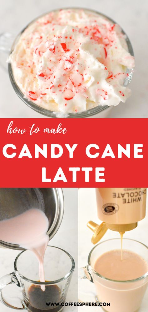 Christmas Latte Ideas, Christmas Latte Recipes, Christmas Lattes, Christmas Cappuccino, Christmas Coffee Drinks, Hot Christmas Drinks, Coffee Bus, Coffee Concoctions, Candy Cane Coffee