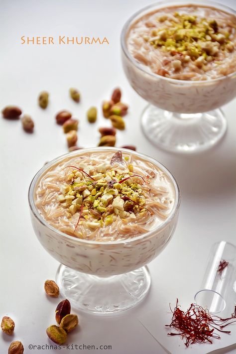 Sheer khurma recipe is a delicious dessert traditionally made up of milk, sugar, sevaiya(vermicelli) and dates. Now-a-days some other ingredients are also used in it to make it more flavourful. Sheer khurma is made up of two words Sheer =Milk and khurma =dates. #sheerkorma # ramadanrecipes #eidrecipes #rachnaskitchen Sheer Korma, Pakistani Desserts, Ramadan Special Recipes, Sheer Khurma, Kheer Recipe, Eid Food, Iftar Recipes, Indian Dessert Recipes, Indian Sweet