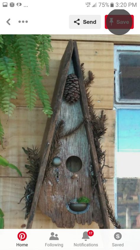 Rustic bird house Homemade Bird Houses, Bird Houses Ideas Diy, Beautiful Birdhouses, Birdhouses Rustic, Garden Birdhouses, Bird House Feeder, Wooden Bird Houses, Bird House Plans, Unique Bird Houses