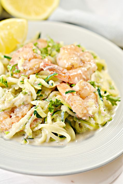 Keto Cajun Shrimp and Zoodles Alfredo Zoodles Alfredo, Chicken Broccoli Pasta Casserole, Keto Cajun Shrimp, Alfredo Zoodles, Shrimp Zoodles, Cajun Alfredo, Cajun Shrimp Recipes, Pizza Bowl, Healthy Low Carb Dinners