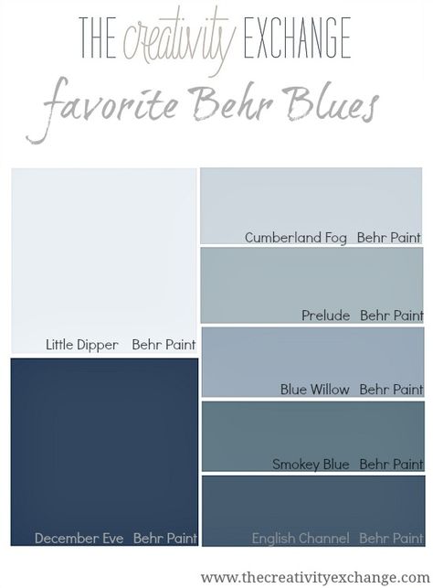 Behr makes some of the best blue paint colors out there. See these colors in action on walls. Behr Blue Paint, Behr Blue, The Creativity Exchange, Best Blue Paint Colors, Behr Paint, Blue Paint Colors, Interior Paint Colors, Bedroom Paint, Blue Bedroom