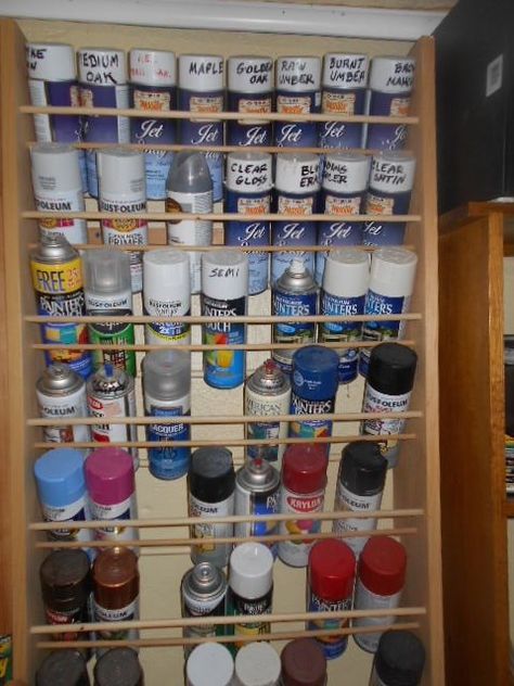 Spray Can Storage, Spray Paint Storage, Can Rack, Garage Organizer, Tool Wall, Paint Rack, Storage Shed Organization, Garage Workshop Organization, Woodshop Organization