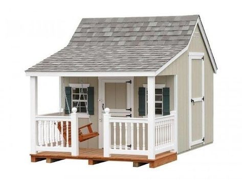 An Amish-built wooden playhouse will give hours of outdoor playtime to your children! 🏠 There are many custom options to choose from that they will enjoy. We also offer large playhouses that adults can use as the perfect man cave or hobby room in the backyard. Let your kid’s imagination (or yours) run wild! Contact our knowledgeable sales representatives for help designing the perfect playhouse! Cottage Cape Cod, Large Playhouse, The Perfect Man, Loft Ladder, Playhouse Outdoor, Wooden Playhouse, Hobby Room, Porch Swing, Play Houses