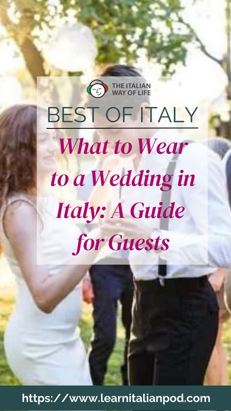 We will cover dress codes, wardrobe suggestions, and frequently asked questions in this guide on what to wear to an Italian wedding. We have you covered whether you're a wedding guest attending a traditional wedding in Rome or a summer wedding on the Amalfi Coast. #WeddinginItaly #WhattoWeartoaWeddinginItaly #AGuideforGuests #WeddingDress #DressesforWeddingGuests #FormalWeddingGuestDresses #SummerWeddingGuestDress #BeachWeddingGuestDresses #DressesforWomenforWedding #WeddingGuestOutfits Italian Wedding Dress, Wedding In Rome, Engagement Party Outfit, Wedding Guess, Italian Inspired Wedding, Sicily Wedding, Destination Wedding Italy, Wedding Guest Outfit Fall, Amalfi Coast Wedding