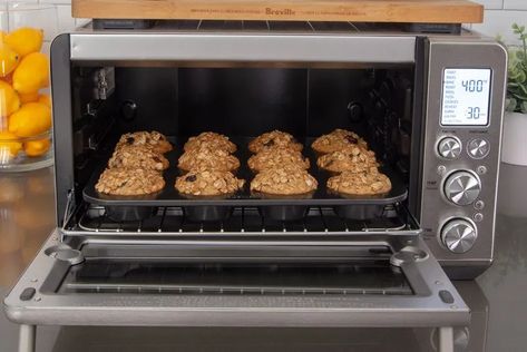 A dozen muffins baking in a Breville Smart Oven Air Fryer. Breville Joule Oven Recipes, Breville Oven Air Fryer Recipes, Breville Smart Oven Pro Recipes, Breville Smart Oven Recipes, Breville Smart Oven Air Fryer Pro Recipes, Breville Air Fryer Pro Recipes, Breville Smart Oven Air Fryer Recipes, Breville Air Fryer Recipes, Breville Smart Oven Air Recipes