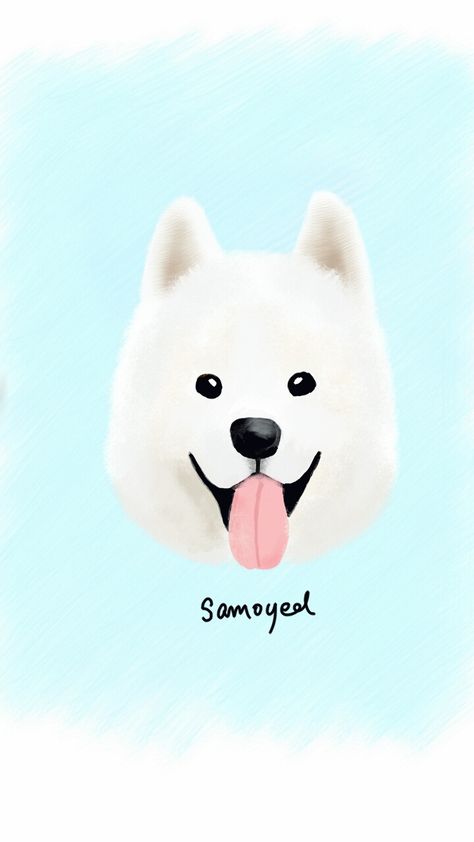 Digital dog drawing - Samoyed Samoyed Puppy Drawing, Samoyed Drawing Cartoon, Samoyed Drawing, Husky Drawing, Felt Dog Ornament, Cute White Dogs, Puppy List, Cute Dog Cartoon, Cute Dog Drawing