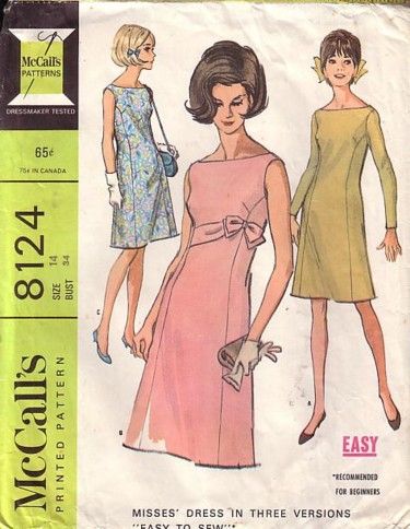 60s Dress Pattern, Vintage Clothes Patterns, Mccalls Patterns Dress, Princess Seam Dress, Patron Vintage, 1960 Fashion, Shift Dress Pattern, Fashion 1960s, Robes Vintage