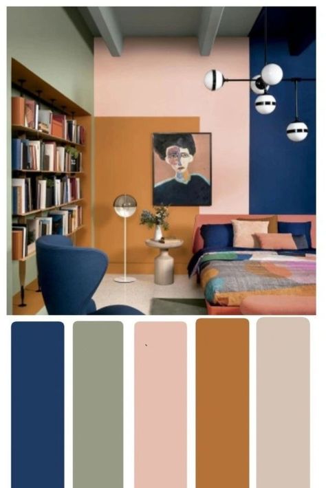 Bauhaus Bedroom, Apartment Color Schemes, Paint Colors For Home, Front Room, Colour Palettes, Room Colors, 인테리어 디자인, Bedroom Inspo, Home Decor Bedroom